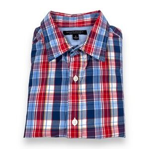 Banana Republic Shirt Mens Small S Blue Plaid‎ Slim Fit Long Sleeve Button Down